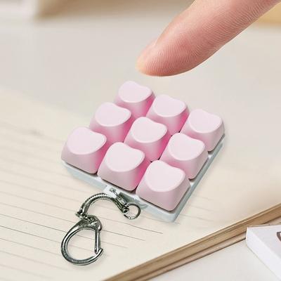 Relaxing DIY Keyboard Fidget Keychain Keycap Keys Button Clicker Toy 9Keys Relief Stress Finger Keyboard Cap