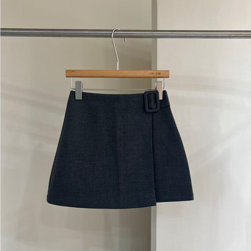 

2026 Spring A-Line Grey High-Waisted Hip-Covering Skort with Casual Design XL (115-125) сірий