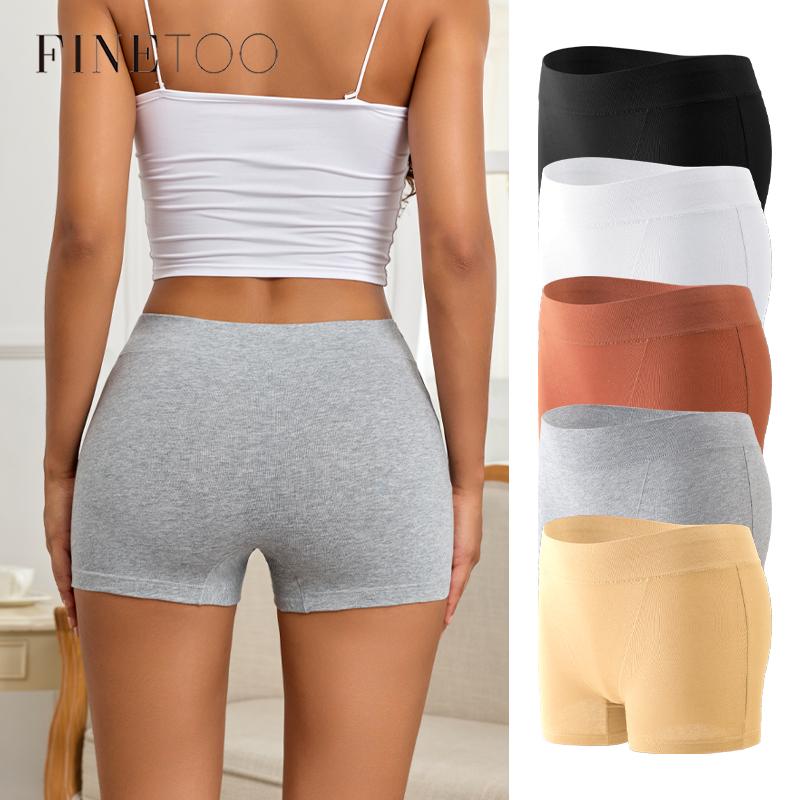 FINETOO Women's Cotton Seamless Boyshorts Plus Size Stretchy Safety Pants Girls Sexy Tight Solid Color Boxer Panties Breathable Lingerie