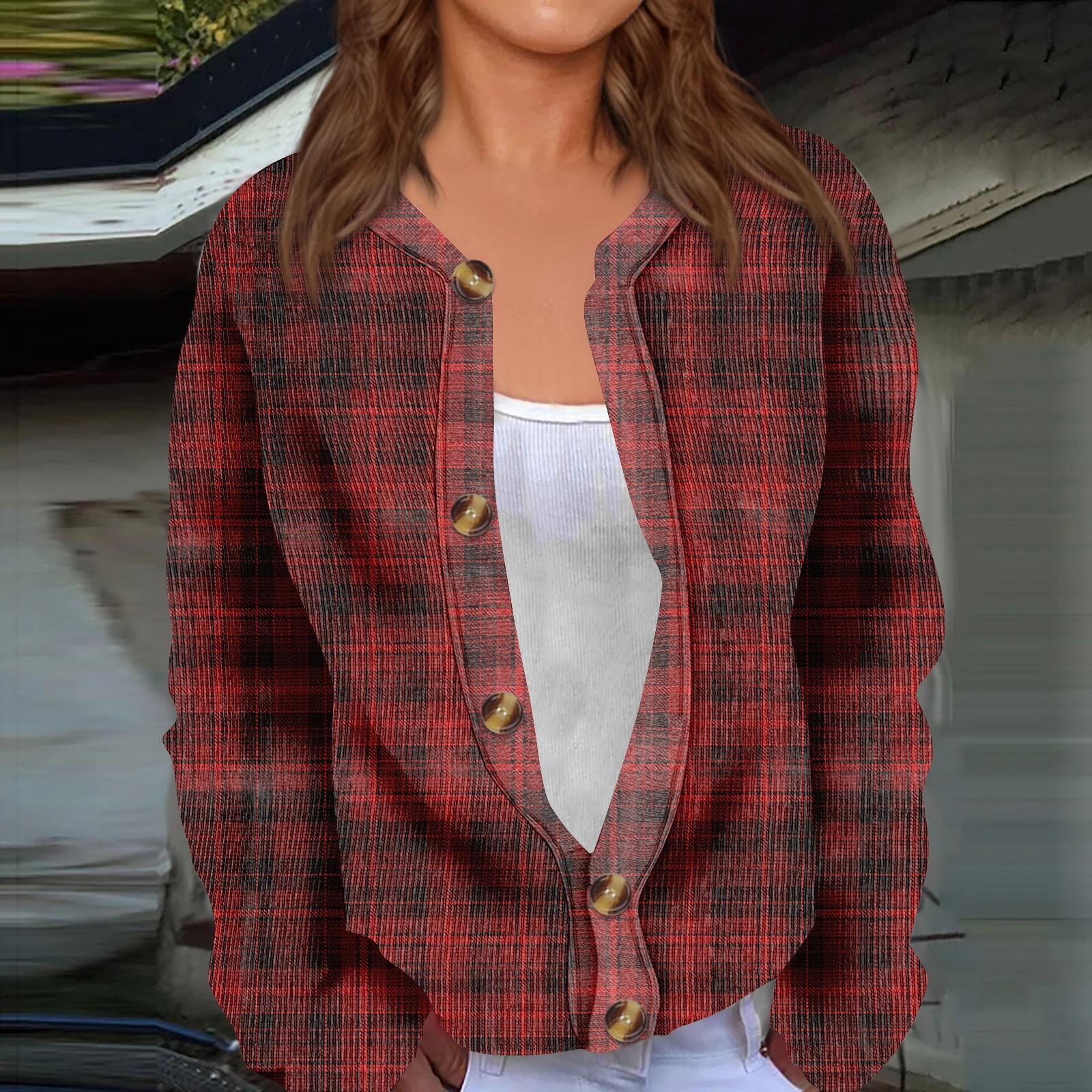 

Модный женский клетчатый принт с длинным рукавом вязаный кардиган куртка на пуговицах XL винный