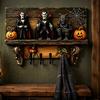 Wall Hanging Ghost Ornament Halloween Key Holder, Wooden Lady Holder with 4 Hooks, Ornaments Mounted Spooky Rack Organizer for Entryway Hallway