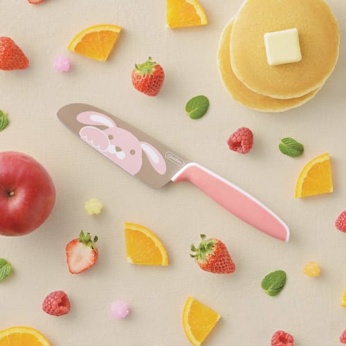 Fuji Cutlery Children's Stainless Steel Knife, Goote Children's Knife (Double-Edged), FC-791, Pink (Rabbit Design), 235mm, AGC0102
