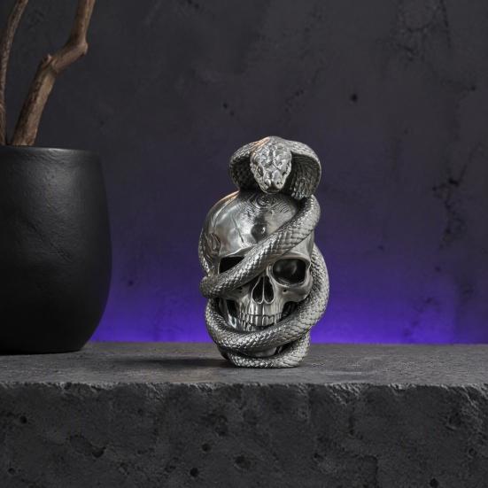 Gothic Skull Ornaments 3D Printed And Snake Figurine, Art Sculpture, Creative Unique Occult Style Gifts Skeleton Statue Ornament for Halloween