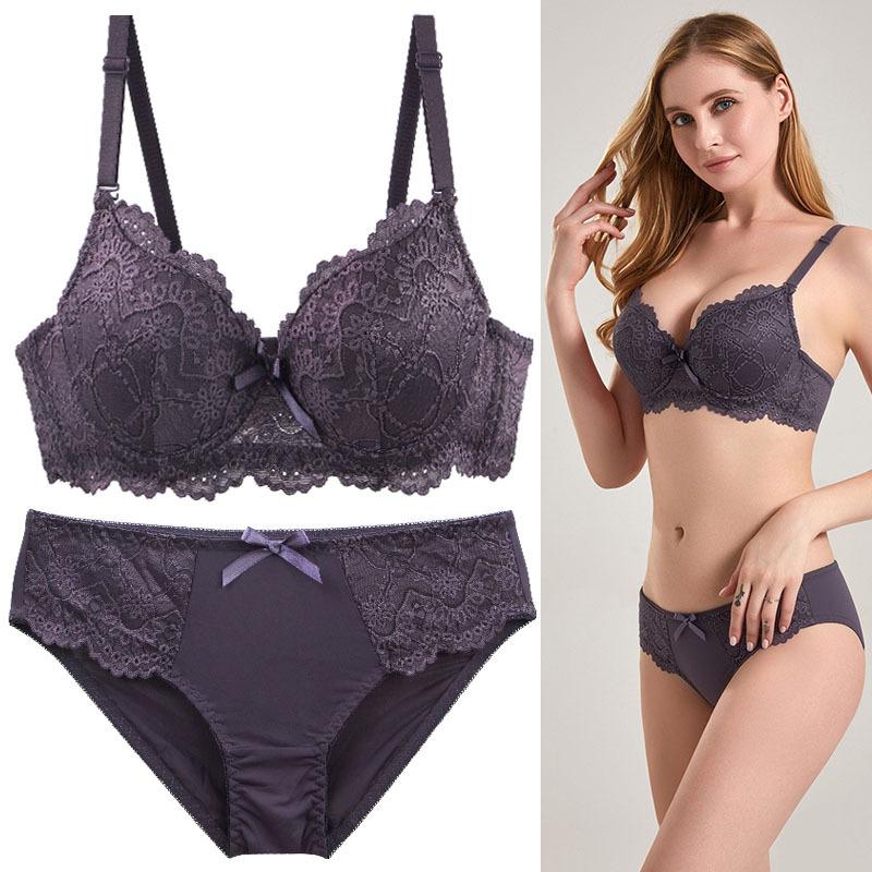 European and American Sexy Bra Set with Lace Embroidery Fashionable Lingerie Comfortable and Skin-friendly Panties