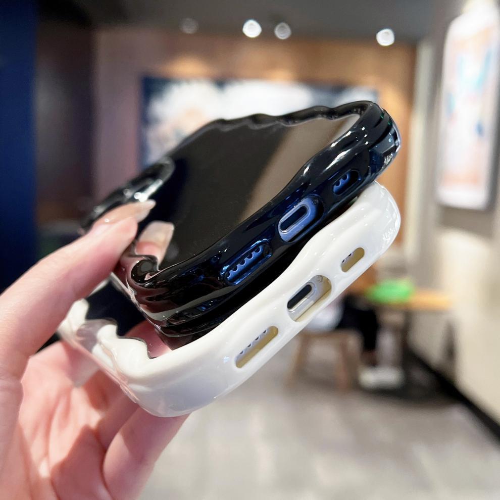 Pouzdro s krémovou texturou, vlnitý okraj, měkký silikonový kryt, pouzdro na telefon pro iPhone, Samsung, Huawei, Honor, Xiaomi, Redmi, Infinix, Tecno, zrcadlový zadní kryt