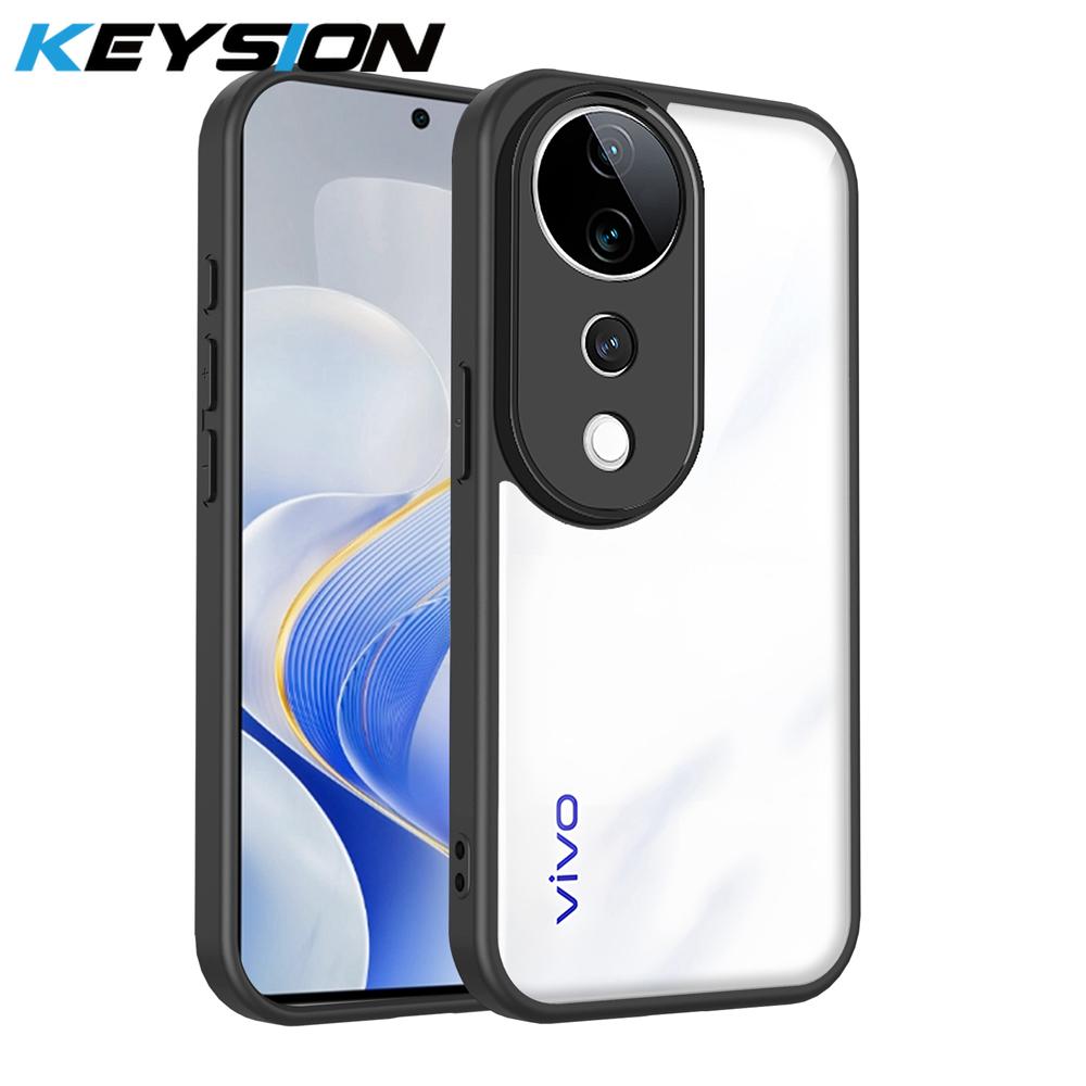

Прозрачный чехол KEYSION для VIVO V40 5G V40 Pro Мягкий силикон+ПК Прозрачная противоударная задняя крышка для телефона VIVO V40 Pro 5G for VIVO V40 чёрный