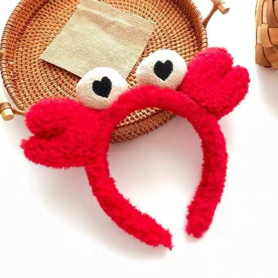 Women Headband Soft Lamb Velvet Crab Shape Thickened Fluffy Filling Anti-Slip Tooth Design Hair Hoop Makeup Face Washing Hair Accessory