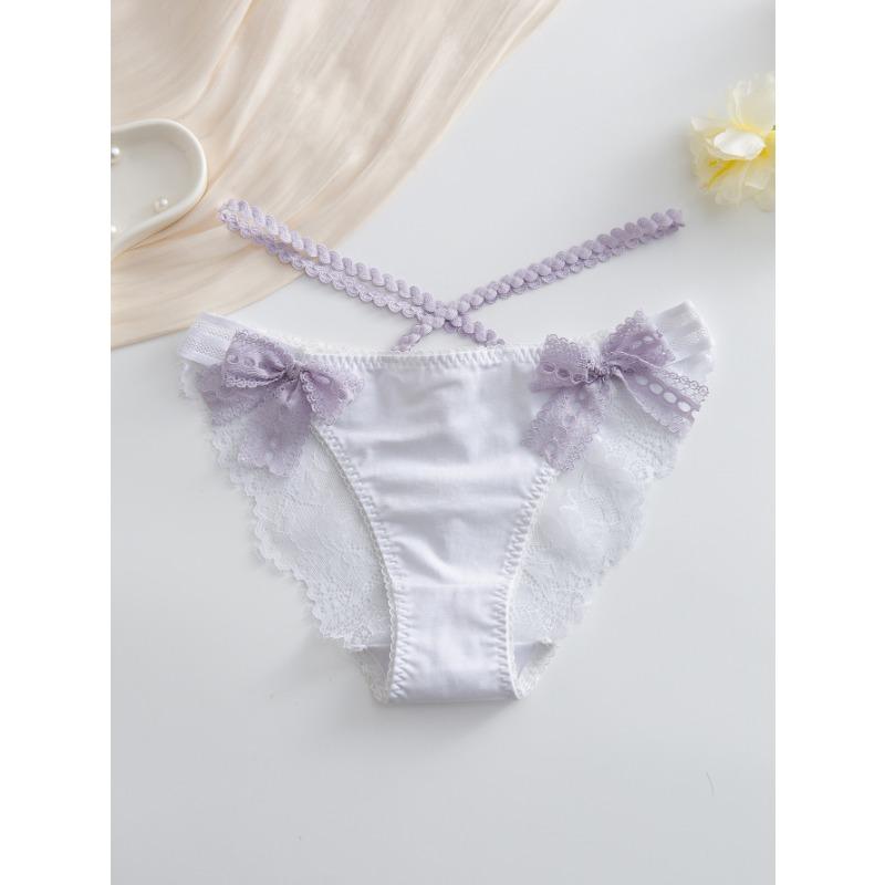 

Трусики с низкой посадкой и бантиком, милые, нежные и сексуальные трусики-треугольники для женщин M белый