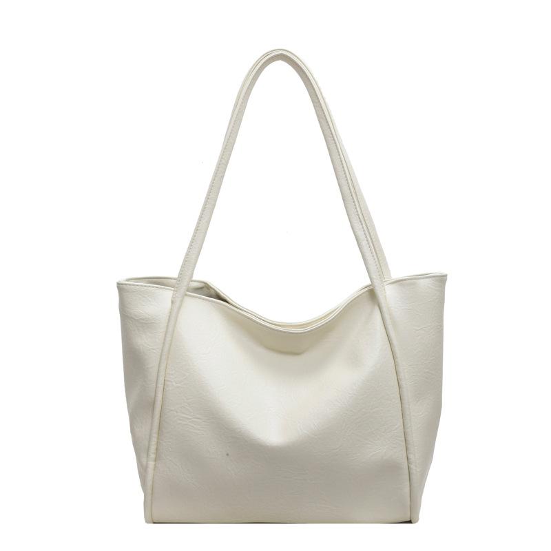 Commuter big bag women's new large-capacity tote bag women's high-end shoulder big bag brown soft leather