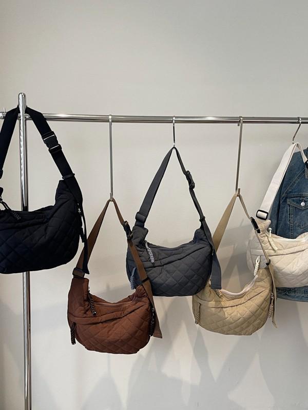 Nylon Diamond Lattice Women's Tote: 2025 Versatile, Large-Capacity, Casual Shoulder & Crossbody Bag