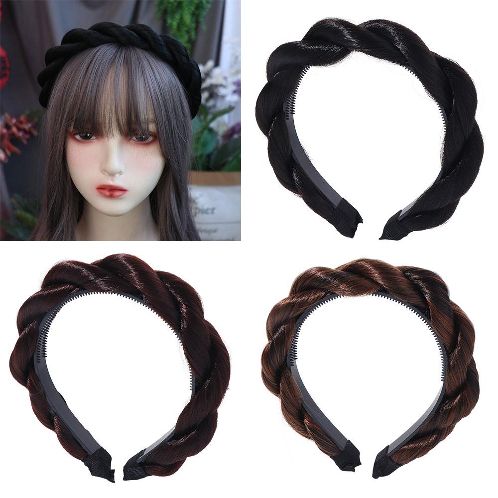Bohemian Twist Braided Hair Bands Headwear Synthetic Headband Wigs French Princess Headband  Summer