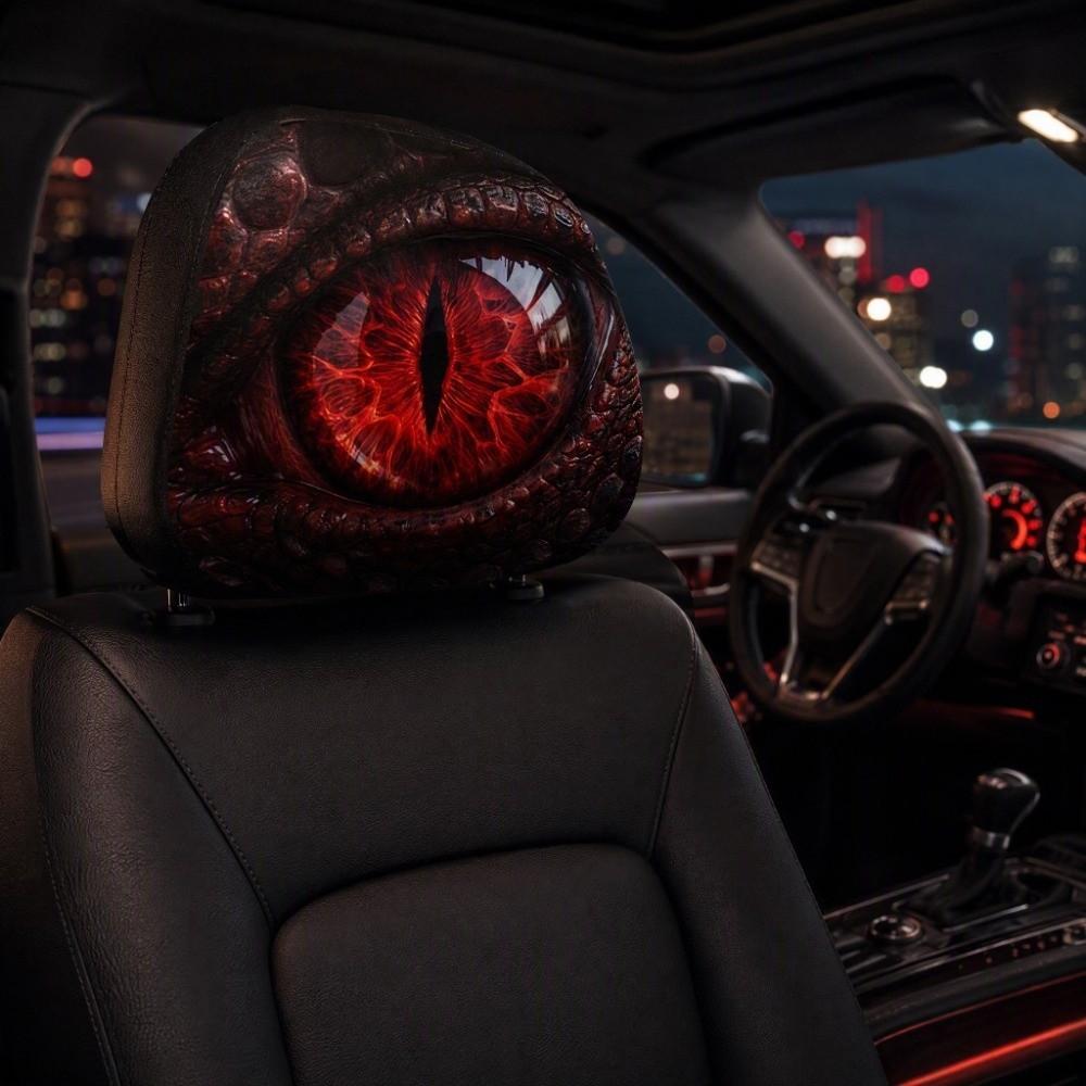 2PCS Simulation Dragon's Eye Car Pillowcase Car Seat Headcover Gift for Car Lover