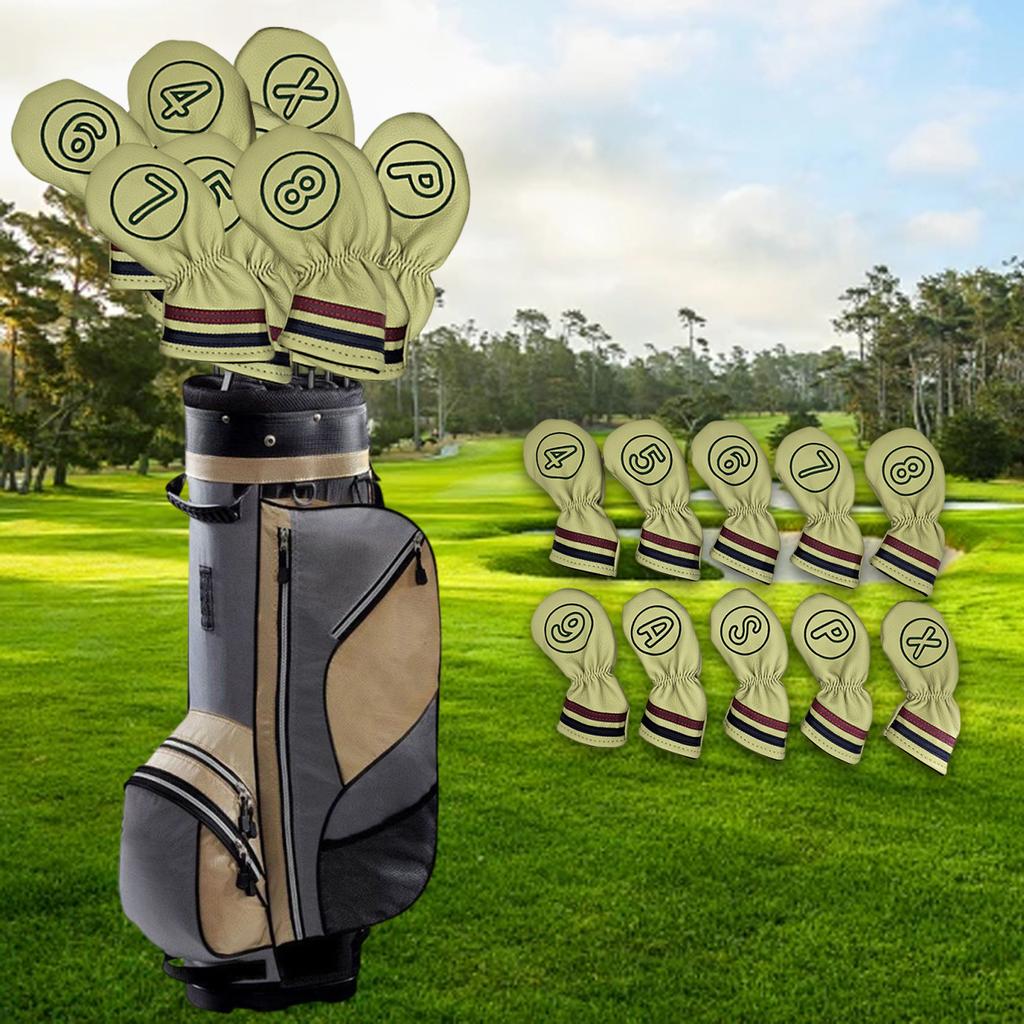 10 Pcs Golf Club Head Covers Set Cue Decorative Covers Headcovers with Number Tag for Outdoor Sports Training Golf Games