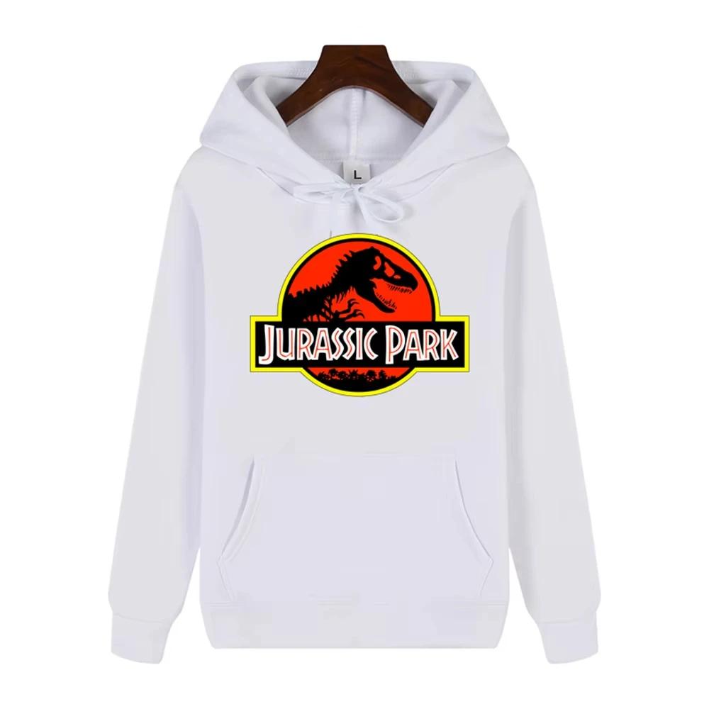 2025 Men's High-end Quality Jurassic Park Pattern Print Autumn Winter Thick Warm Outdoor Hooded Hoodie Harajuku Leisure Fashion