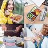 Yousheng 4Pcs Divided Lunch Box 4-Compartment Snack Container with Lid BPA-Free Reusable Stackable Meal Prep Box for Work Travel Picnic