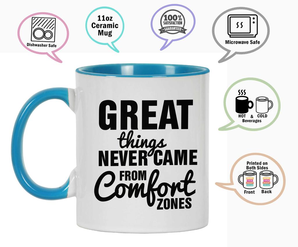 Inkdotpot Great Things Never Came From Comfort Zones 11Oz Ceramic Coffee Mug Inspirational Quotes Gift For Employee Boss Coworkers