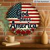 2D Flat, 1pc Heavy-Duty Retro God Bless America Round Metal Sign - Vintage Aluminum Wall Decor Suitable for Home, Office, Garage, 4th of July Gift