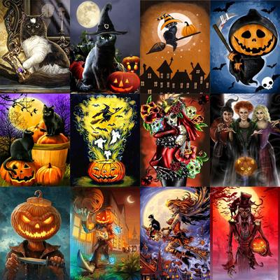 5D Diamant Malerei Voller Diamant DIY Runde Diamant Halloween Tier Handgemachte Diamant Stickerei Mosaik Hause Dekoration Geschenk
