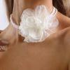 Vintage Imitation Pearl Bead Necklace Fashion Multi-Layer Lace Flower Necklace for Women Sweet Daily Party Jewelry Gift