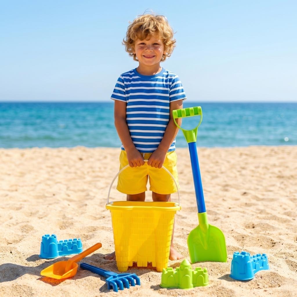Beach Toy Set Sand Shovel Water Play Kit with Bucket Castle Molds Rake and Accessories for Outdoor Sand Activities