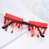 Streetwear Glasses Narrow Rimless Wave Eyewear Tassel Sunglasses Sun Glasses Tears Flame Sunglasses