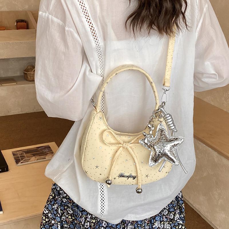 IELGY Ladies Sweet Bow Messenger Bag Simple Shoulder Armpit Bag