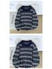 Men's Autumn/Winter High-End Retro Polo Collar Striped Mink Fur Sweater