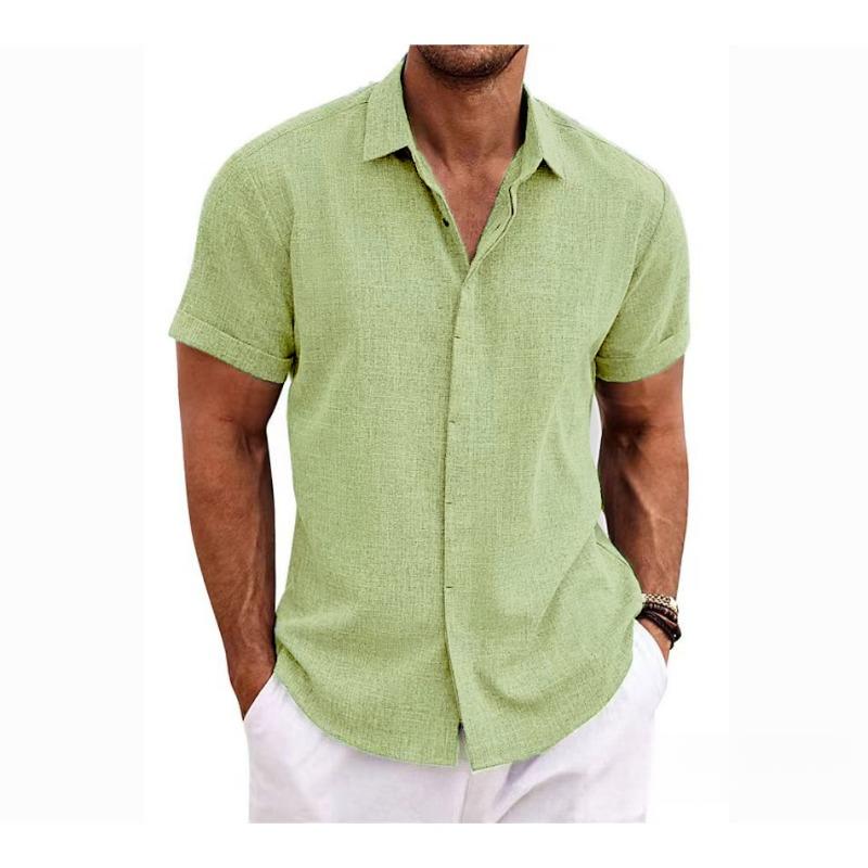 Casual Loose Solid Color Top Men's Short Sleeved Shirts