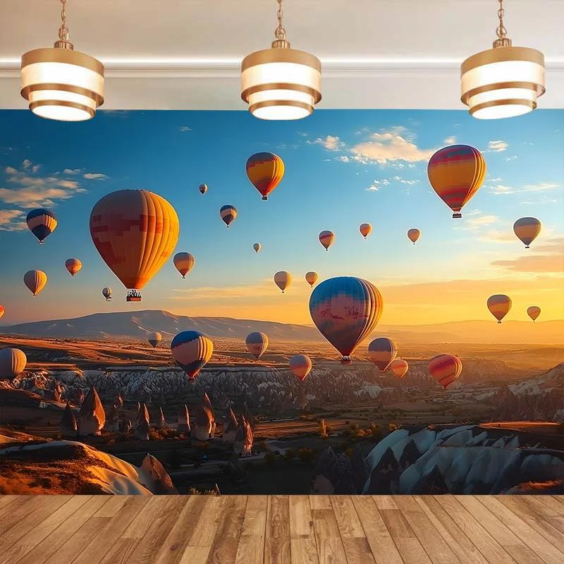 2D Plane 1 Piece of the Splendid Hot Air Balloon Sky Scene Suitable for Home Decoration Room Decoration and Party Decoration