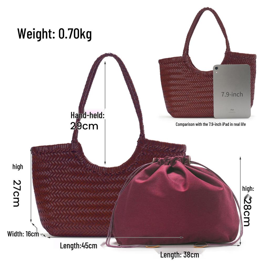 JOGUJOS Genuine Leather Retro Underarm Tote Bag for Women