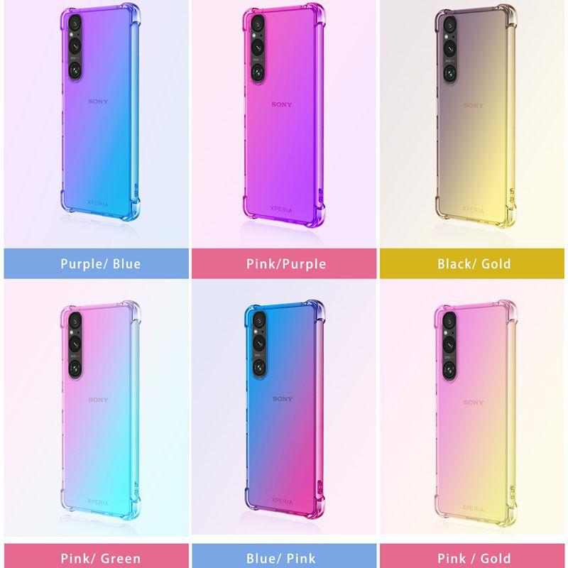 Gradient Silicone TPU Case for Sony Xperia 1 VI 10 V 5 IV III Protective Cover Shockproof Transparent Fundas Coque Capa