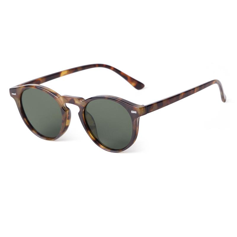 Classic Vintage Tortoiseshell Small Round Sunglasses for Men Women Brand Design Classic Green Sun Eyeglasses Lentes De Sol Mujer Gafas