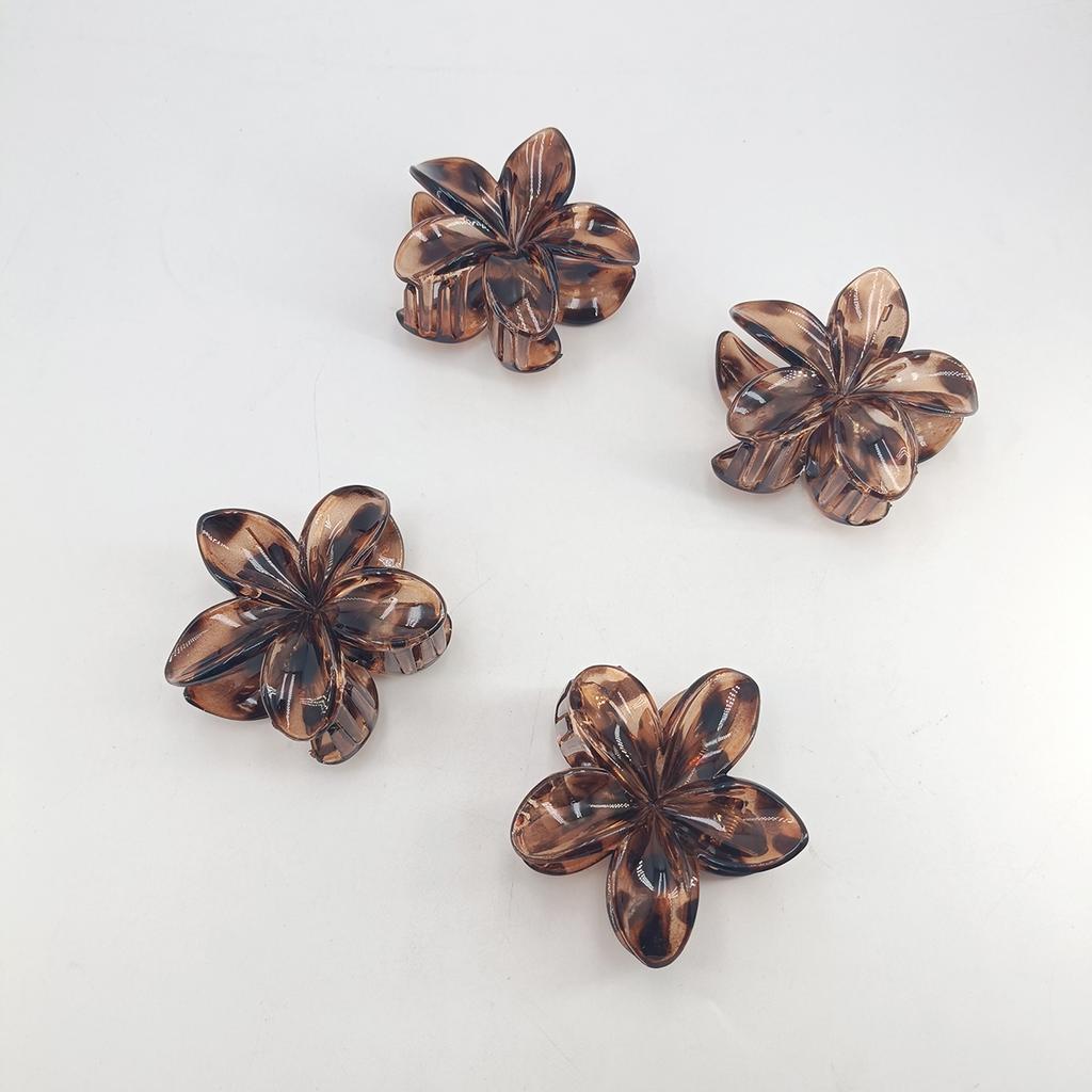 1/2/5/10pcs Frangipani Hair Claws Hawaiian Gradient Leopard Hair Clips Vacation Beach Style Hairpins Hair Accessories For Women