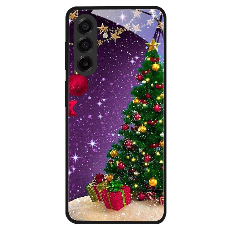 Christmas Style Tempered Glass Case For Samsung Galaxy S24 S22 S21 S23 S25 Ultra Fe Shockproof Cover S25FE S25 Edge Shell Coque