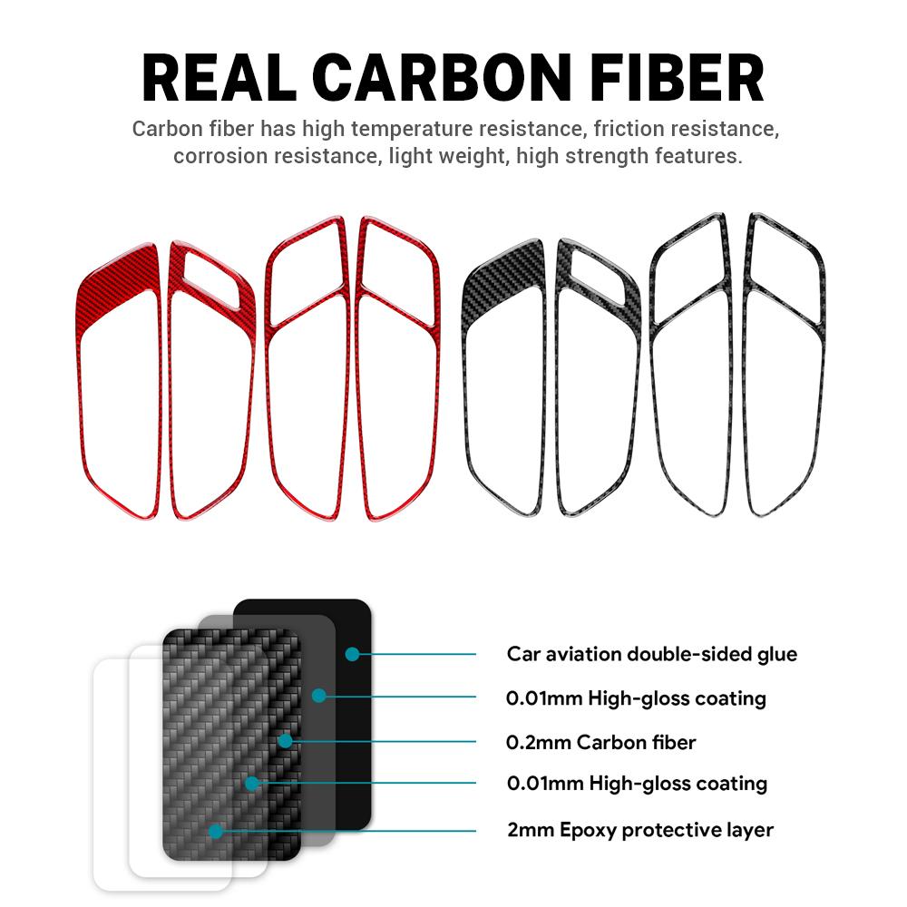 Real Soft Carbon Fiber Sticker For Seat Leon MK3 2013 2014 2015 LHD RHD Car Door Handle Panel Trim