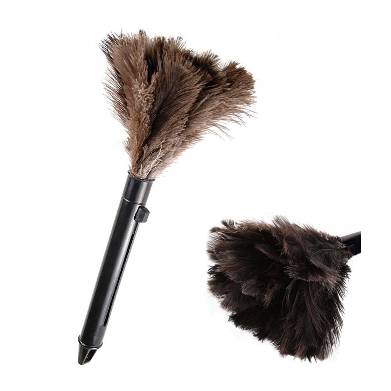 

Feathers Dusters Brown Washable Portable Compact Ostrich Feathers ABS Mini Duster with Handle for Household