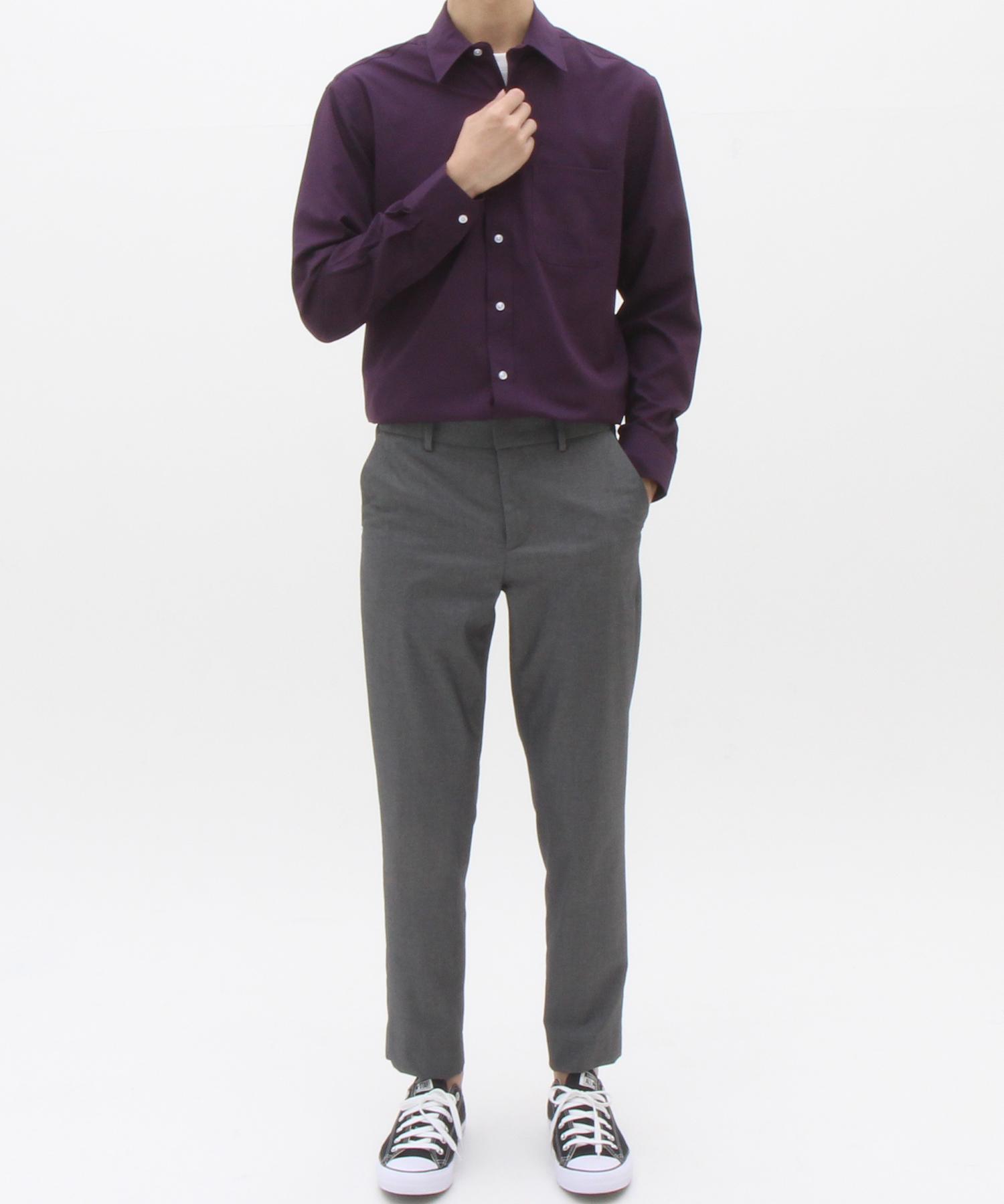 The Shirt Studio Violet Loose Fit Spandex Solid Shirt 100