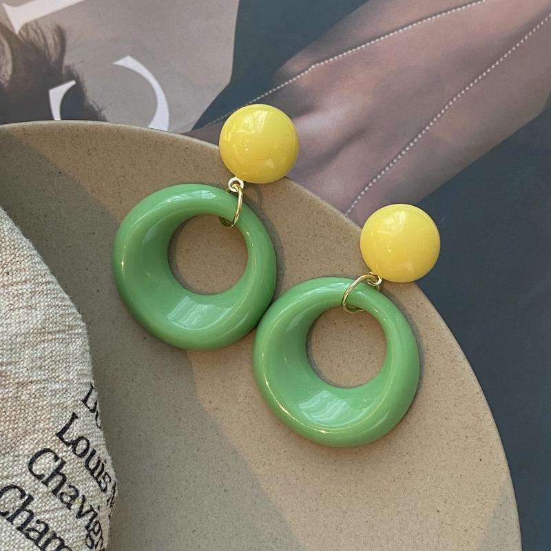 Nye Trendy Store Akrylharpiks Dangle Drop Øredobber For Kvinner Lange Geometriske Runde Hengende Øredobber For Jenter Reise Koreansk Smykke