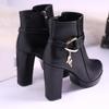 Chunky High Heel Women's Leather Boots Fashionable Casual Solid Color Thick Bottom Ankle Boots Boots for Women with Heel High