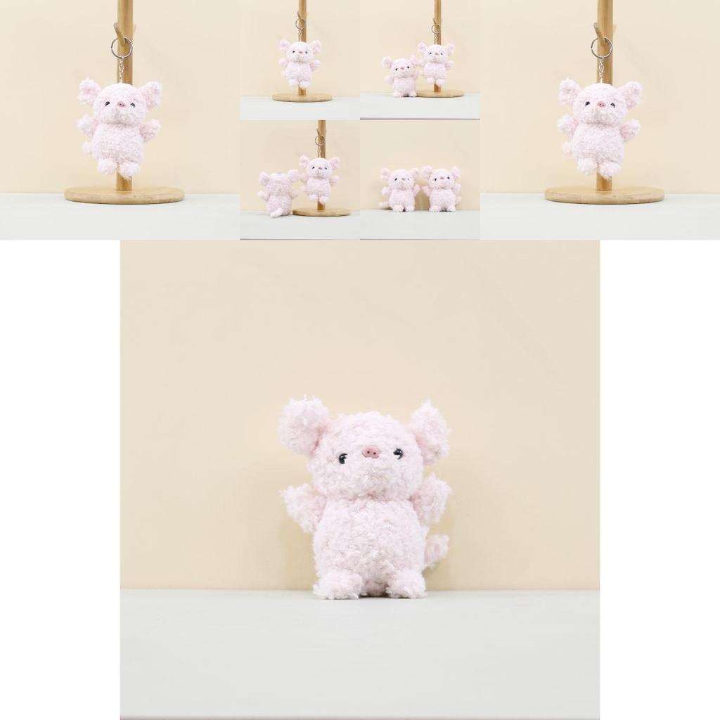 Adorable Cute Pig Plush Keychain Toy Soft Coral Fleece Pig Doll Key Ring Accessory