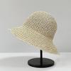 Summer Vacation Style Hat Edge Can Be Styled Straw Hat Solid Color Straw Versatile Internet Celebrity Bucket Hat Women'S Handmade Crochet Basin Hat