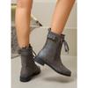 Martin Boots Autumn and Winter Flat Large Size Belt Buckle Low Heel Short Boots Women