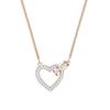 Shi Family Heart-to-Heart Crystal Pendant Necklace for Women - Versatile Love Heart Clavicle Design