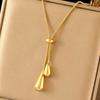 1pc Stainless Steel Retro Minimalist High-End Metallic Water Drop Pendant Necklace