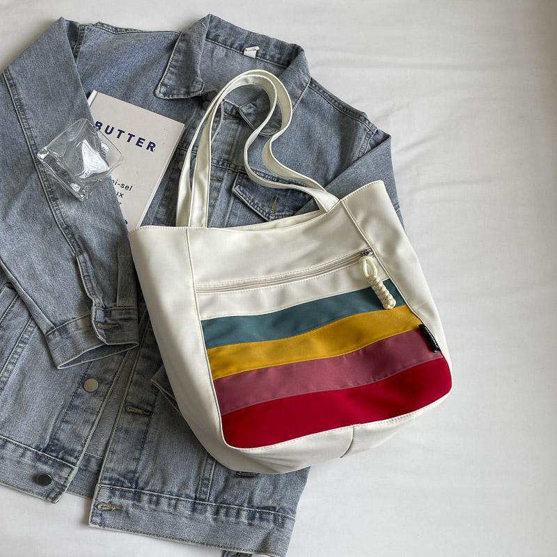 Large Capacity Shoulder Bag Color Block Women's Tote Bag