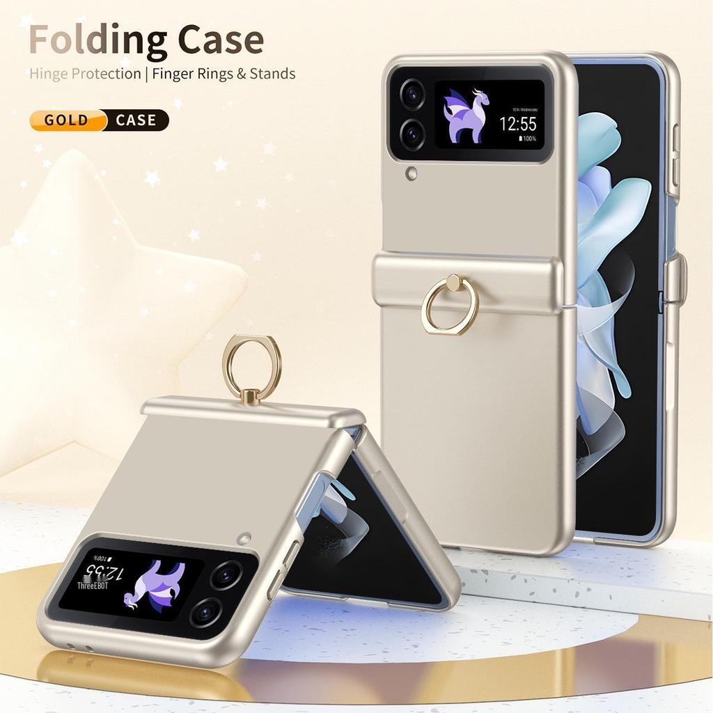 Samsung ZFlip3/4 Electroplated Full-Coverage Drop-Proof Case with Hinge Ring Holder