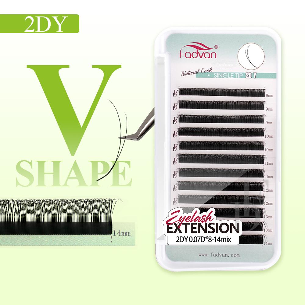 FADVAN V Shape Lashes 2D 3D 4D 5D W Eyelashes Extension Matte Black D Curl 8-15MM Narrow Fanning Lash For Professional Salons