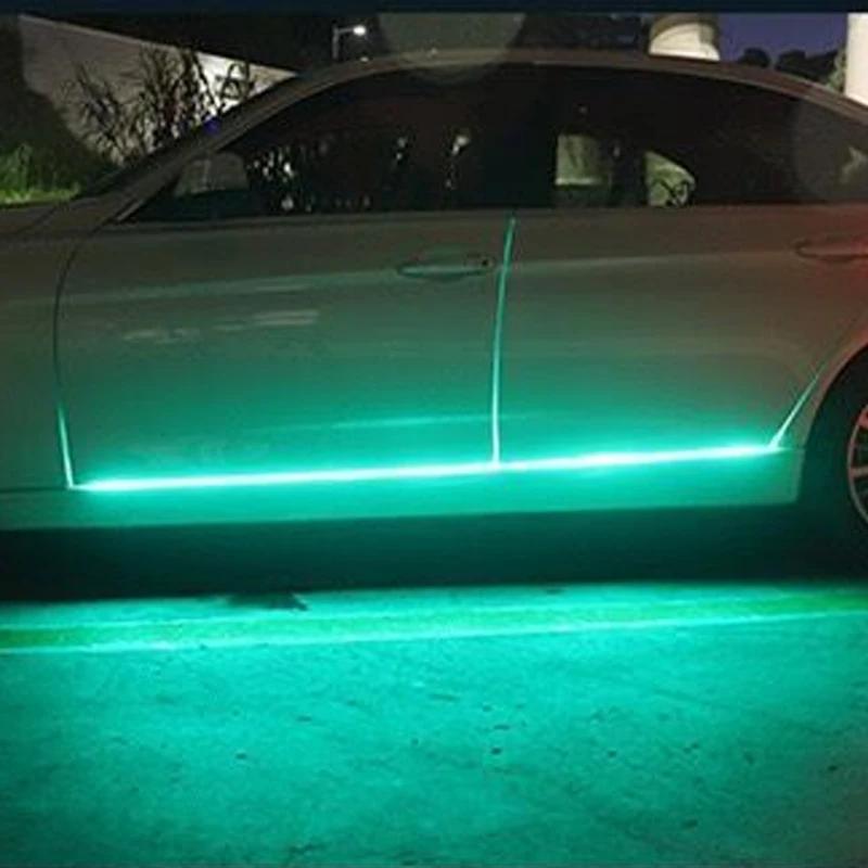 

2 шт. Радужная переливающаяся подсветка двери автомобиля, бегущая подсветка «бегущая лошадь», светодиодная переливающаяся подсветка бокового порога, подсветка для модификации шасси с подсветкой салона 1.2m зелёный
