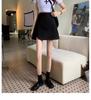 2025 Black Plus Size High Waist Slimming A-Line Slit Short Skirt for Women