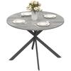 Round Dining Table for 4 People, Industrial-Style Kitchen Table with Steel Legs, for Dining Room, Kitchen, Grey